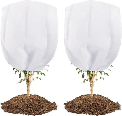 Abimars Thicker Plant Covers Freeze Protection Jacket 2.36 oz/yd², 6.6'x6.6' Reusable Winter Plant Covers with Drawstring & Zipper, 2 Pack Light, Porous Fabric for Plant Breathing