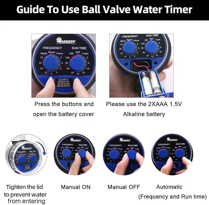 Water Timer Electronic Hose Sprinkler Garden Irrigation Controller Two Dial,No Water Pressure Required