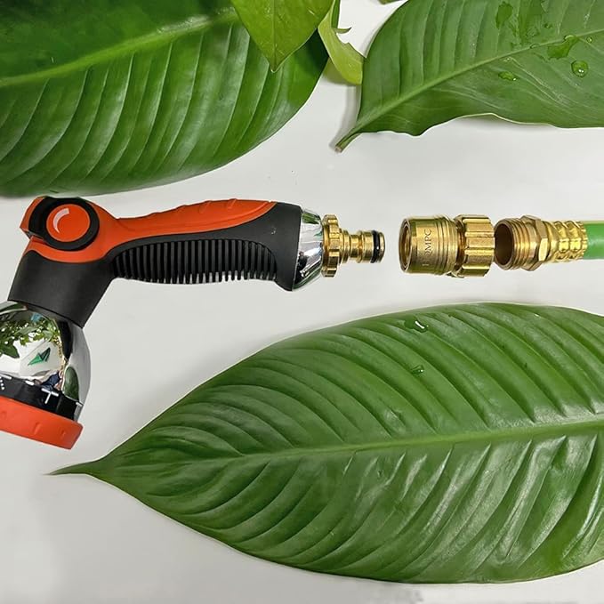 HQMPC No Pb Garden Hose Quick Connect Brass Hose Quick Connect Hose Quick Connect Fittings Water Hose Connectors 3/4" GHT (2 SETS)