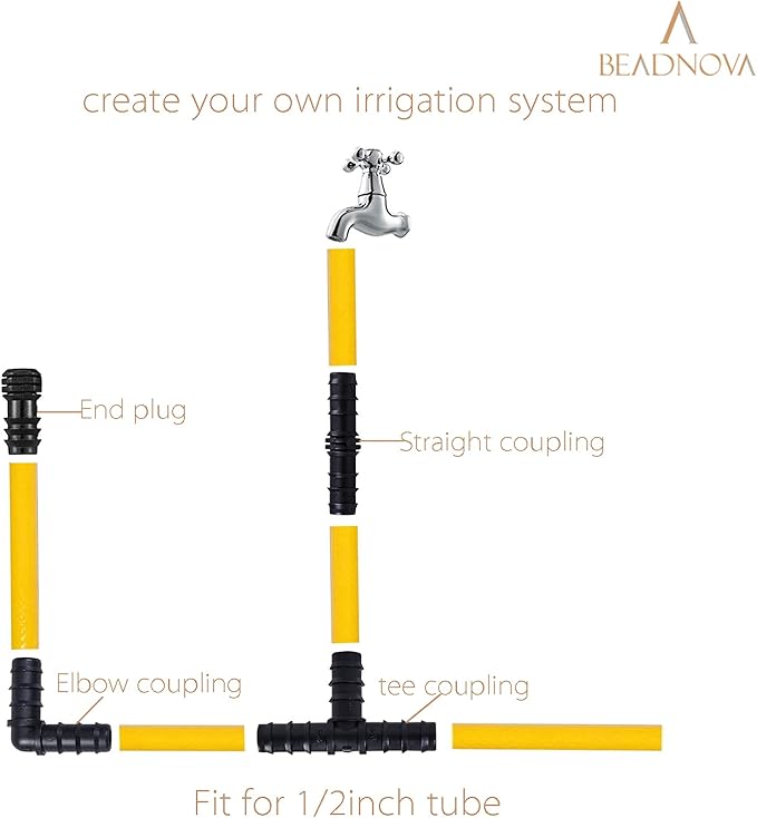 BEADNOVA Drip Irrigation Connectors 30 Pcs 1/2 Inch Barbed Drip Line Plugs End Caps Irrigation Connectors for 1/2 Inch Tubing Water Tubing Gardening Supplies (30pcs)