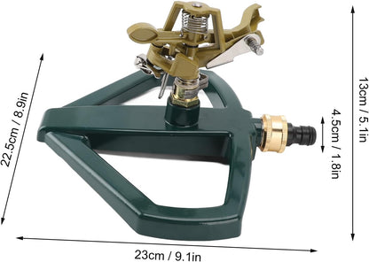 Sprinklers for Yard, 360 Degree Roating Automatic Lawn Sprinkler Heavy Duty Metal Pulsating Nozzle with Metal Base for Large Area Lawn Yard Garden (Yellow)