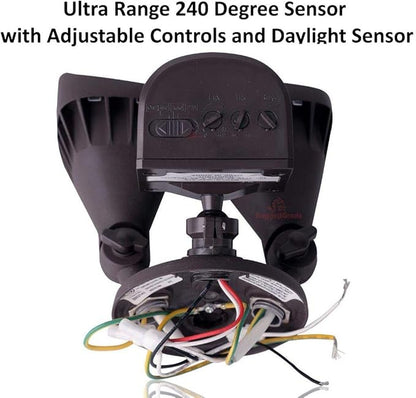 RuggedGrade 20W Turin II Series LED Security Light - LED Motion Sensor Flood Light - 2,400 Lumens - 240° Sensor - 3000K Warm White - Bronze Housing - Outdoor LED Light - DLC 5.1 Premium