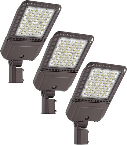 Parking Lot Lights 200W 30,000LM Slip Fitter Led Street Pole Light with Dusk-to-Dawn Photocell 5000K 100-277V IP65 Waterproof Outdoor Commercial Area Lighting for Parking Lot, Roadways 3PACK