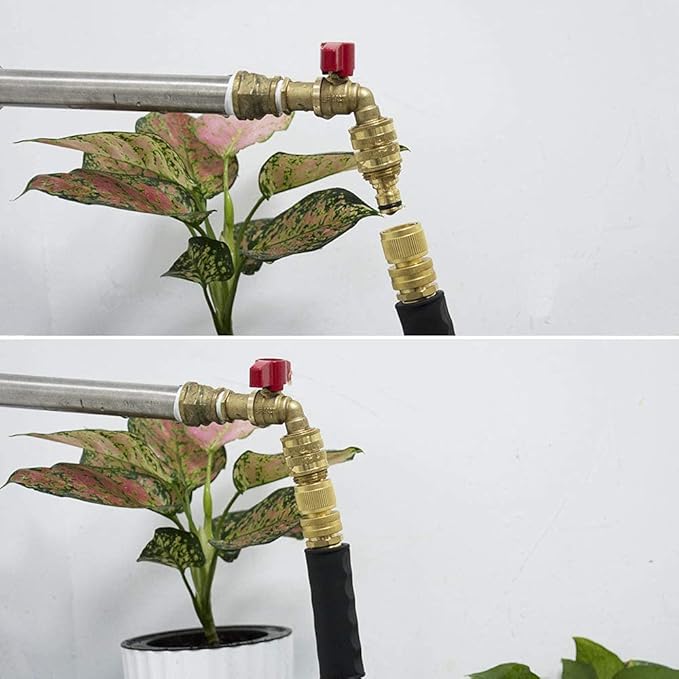 HQMPC Garden Hose Quick Connect Solid Brass Quick Connector Garden Hose Fitting Water Hose Connectors Garden Hose Disconnect 3/4 inch GHT (2Sets) (2Female+2Male)