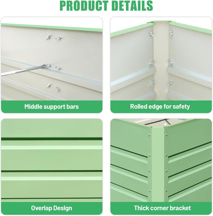 SnugNiture 2 Pcs 4x2x2FT Raised Garden Bed Galvanized Planter Garden Boxes Outdoor, Deep Root Planter Raised Bed for Vegetables Flowers Herbs,Green
