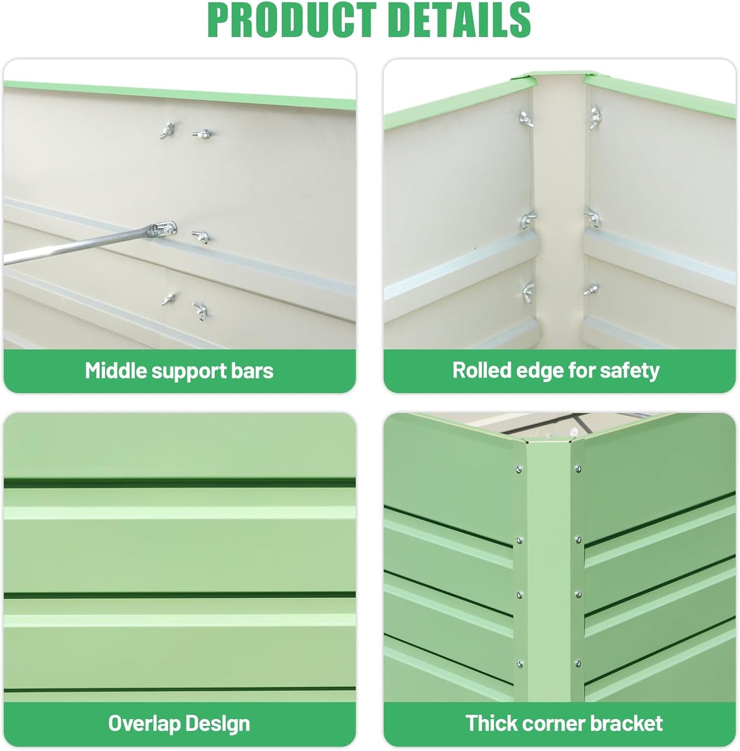 SnugNiture 4x2x2FT Raised Garden Bed Galvanized Planter Garden Boxes Outdoor, Deep Root Planter Raised Bed for Vegetables Flowers Herbs,Green