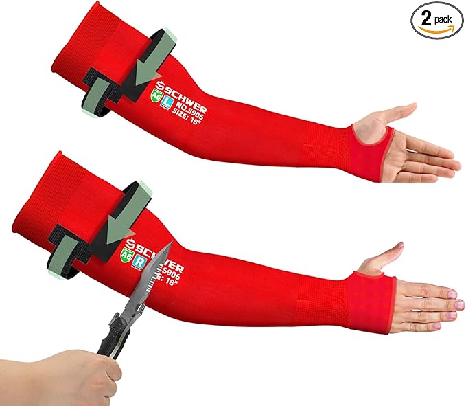 Schwer AIR-SKIN Arm Sleeves for Men & Women S906, ANSI A6 Cut Resistant Arm Protectors for High Risk Work, Non-PFAS, UPF50+ UV Protection Cooling Gardening Sleeves for Farming, Lightweight, Breathable