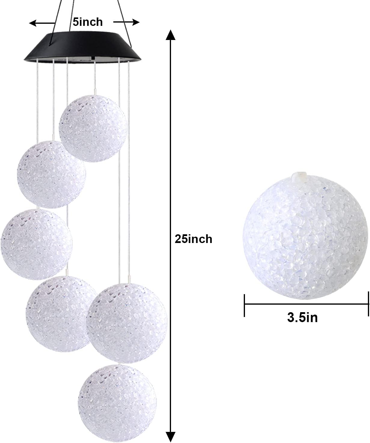 Solar Wind Chime Outside Color Changing Ball Wind Chimes, LED Mobile Solar Lamp for Mom Grandma Waterproof Outdoor Lights for Garden Patio Party Yard Window Decorations