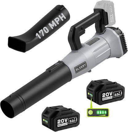 Electric Leaf Blower Cordless 530CFM - 2 X 3Ah Batteries and Fast Charger, 20V Lightweight Handheld Battery Leaf Blower with 7-Speed Control, 2 Extended Tubes for Yard, Lawn & Garden