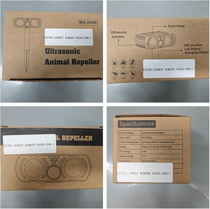 2 Pack Ultrasonic Animal Repeller Outdoor Cat Repellent Solar Deer Repellent Devices Waterproof, Motion Activated Animal Deterrent Devices to Scare Cat Squirrel Rabbit Raccoon Skunk for Yard Garden