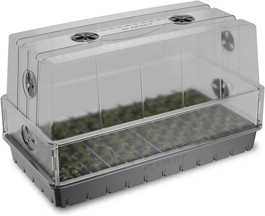 AC Infinity Large Humidity Dome, Heavy-Duty Germination Kit with 3 mm Thickest Clear Dome, Sturdy Drip Tray, 6x12 Cell Seedling Tray, Vented Height Extension Panels, for Seed Starting, Cloning Plants