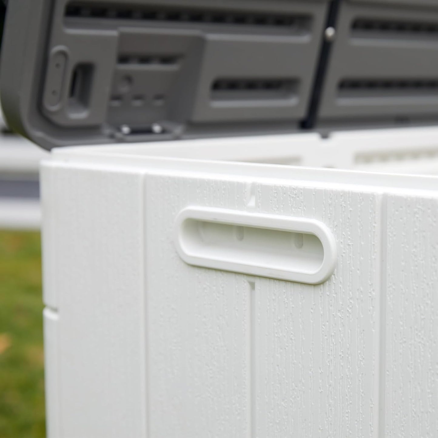 TARKARI Premium Pro Edition 100 Gallon Lockable Resin Deck Box, Waterproof & UV-Resistant Outdoor Storage Box for Outdoor Cushion Storage, Garden Tools & Pool Accessories Storage, White