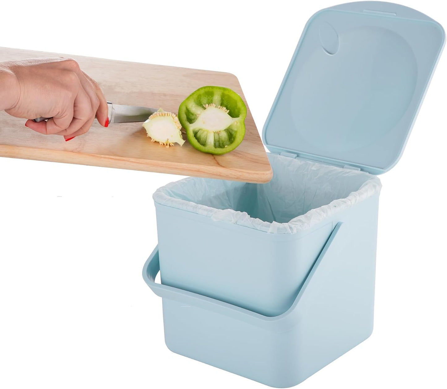 Minky Homecare Kitchen Compost Bin – Countertop Food Waste Caddy with Easy Wipe Clean Interior – Made in The UK - 3.5L (0.9 gal.) (Slate Blue)