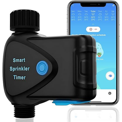 WiFi Water Timer with Flow Meter - No Hub Required, Flow-Sensing Smart Sprinkler Timer Compatible with Alexa & Google Home, Wireless Remote Garden Irrigation, Real-Time Water Usage Monitor