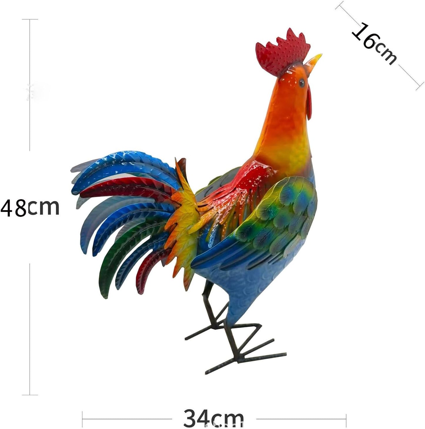 Metal Rooster Decor， Chicken Animal Yard Art Lawn Ornament Figurines Artwork for Outdoor, Patio,Backyard and Home Kitchen Decoration (Cyan)