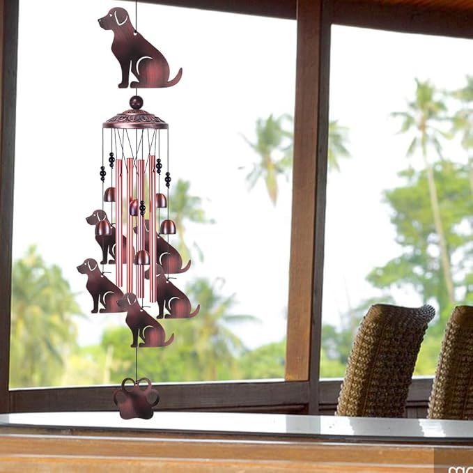 36 Inch Dogs Wind Chimes Outdoor/Indoor Decor - Metal Dog Musical Wind Bells, Mobile Romantic Dog Wind Catcher, Outdoor Dogs Wind Chimes Gifts for Mom, Home, Balcony, Trees, Festival Garden Decoration