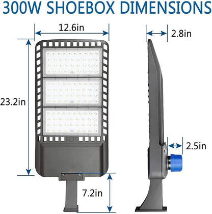 ledmo LED Parking Lot Lights 300W - LED Shoebox Parking Lot Lighting with Photocell 1000-1200W HID/HPS Replacement Waterproof IP65 36000LM 5000K Parking Lot LED Lighting (2 Pack)