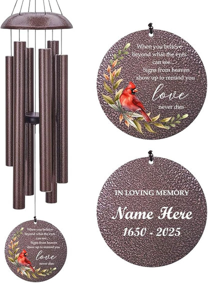 Personalized Sympathy Wind Chimes, Memorial Wind Chimes in Memory of a Loved One Gifts,Gifts for Who Loss of Dad, Mom,Brother, Friends, Sympathy Gift Baskets Home Decor Outdoor Garden Patio