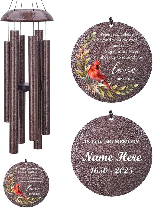 Personalized Sympathy Wind Chimes, Memorial Wind Chimes in Memory of a Loved One Gifts,Gifts for Who Loss of Dad, Mom,Brother, Friends, Sympathy Gift Baskets Home Decor Outdoor Garden Patio