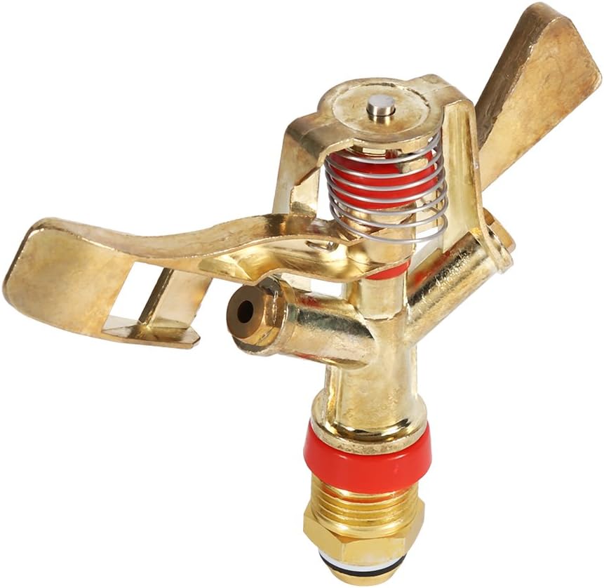 Tyenaza 360 Rotating Brass Impact Sprinkler, 1/2 Inch Garden Sprinkler Head for Lawn Grass Patio Garden Irrigation, 10-15.5m Spray Distance