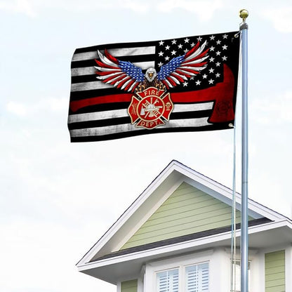 FLAGWIX American Firefighter Grommet Flag - The Thin Red Line THH3382GFv1, 3x5 ft., No Pole Rings - USA Heavy Duty Canvas Cotton - Durable Indoor Outdoor