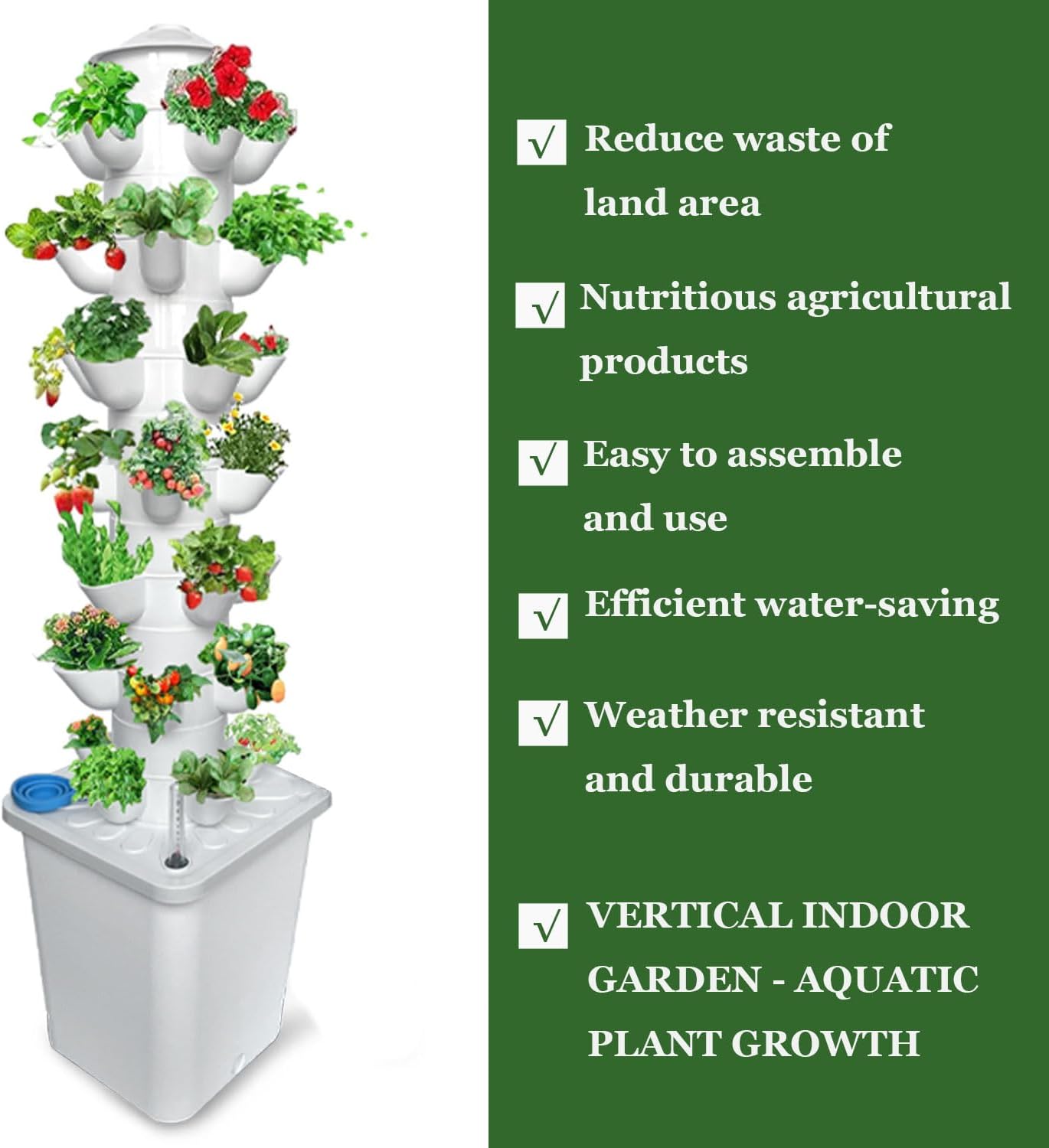 7 Layer 35 Pots Vertical Hydroponic Tower System, Hydroponic Grow Tower Kit with Water Pump & Timer Including & Smart Plug, for Vegetable Herb Fruit, Gardening Lover Plants Grow Kit Tower