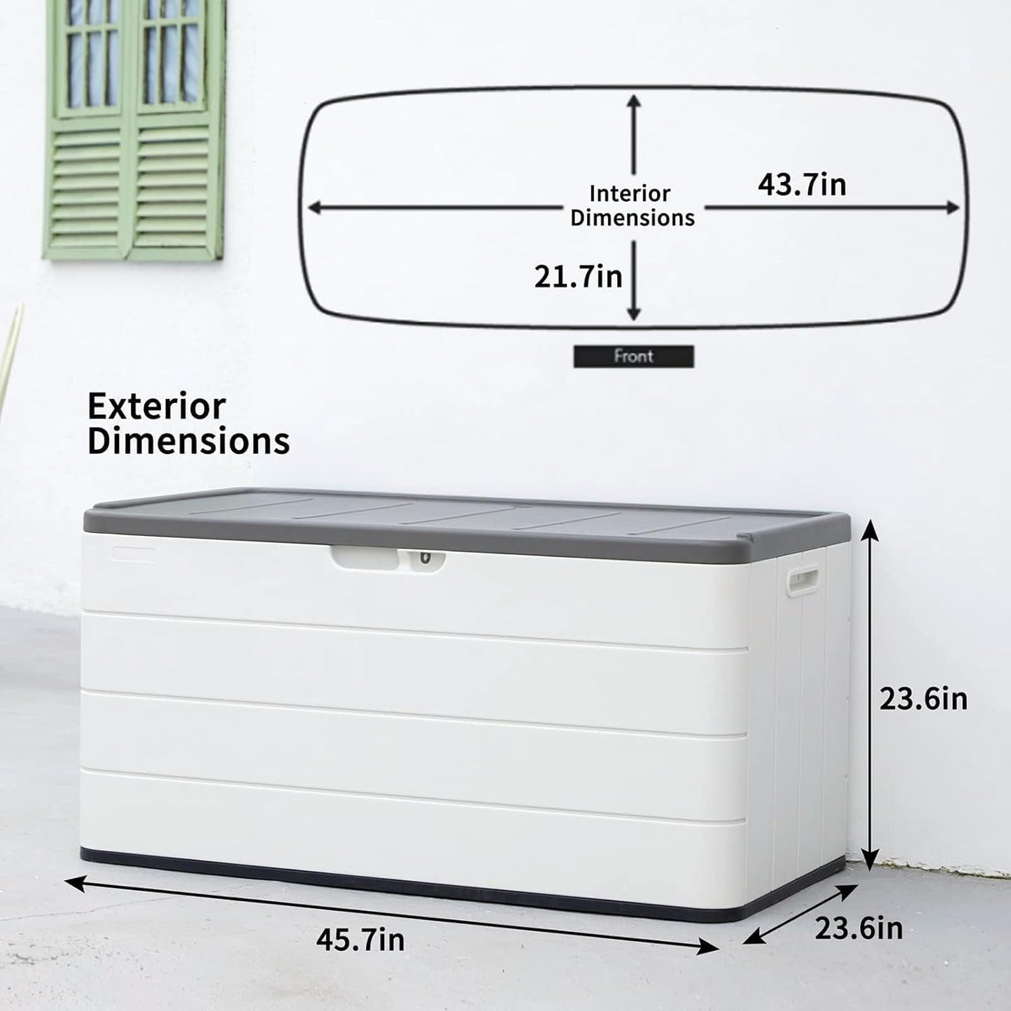 TARKARI Premium Pro Edition 100 Gallon Lockable Resin Deck Box, Waterproof & UV-Resistant Outdoor Storage Box for Outdoor Cushion Storage, Garden Tools & Pool Accessories Storage, White