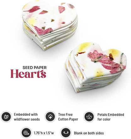 Heart Seed Paper – 50pcs Small Pink & Yellow Plantable Wildflower, Writable & Plantable Gift for Moms, Plant Lover, & Teachers, Ideal for Weddings, Baby Shower, Memorial, & Celebrations