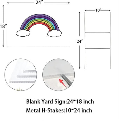 WENWELL 2 Blank Yard Signs with H Metal Stakes 18 x 24 Inch,Real Estate Garage Sale Sign Double Sided,Corrugated Plastic Lawn Sign,DIY Custom Outdoor Signs