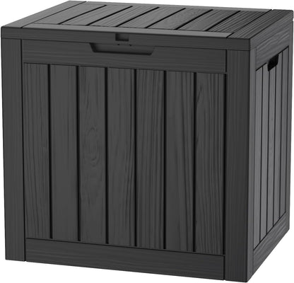 TARKARI 35 Gallon Lockable Resin Deck Box, Waterproof & UV-Resistant Outdoor Storage Box for Outdoor Cushion Storage, Garden Tools & Pool Accessories Storage, Black