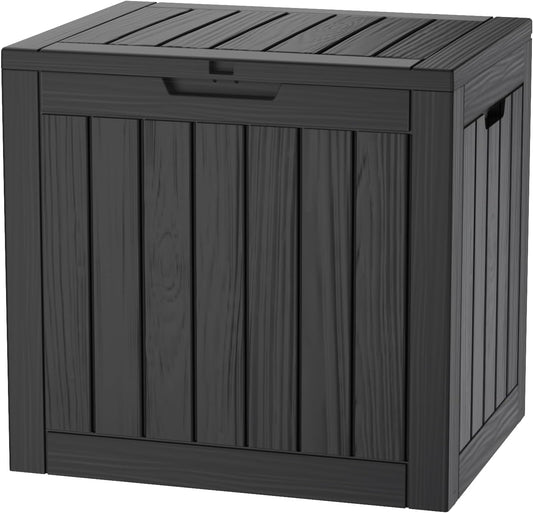 TARKARI 35 Gallon Lockable Resin Deck Box, Waterproof & UV-Resistant Outdoor Storage Box for Outdoor Cushion Storage, Garden Tools & Pool Accessories Storage, Black