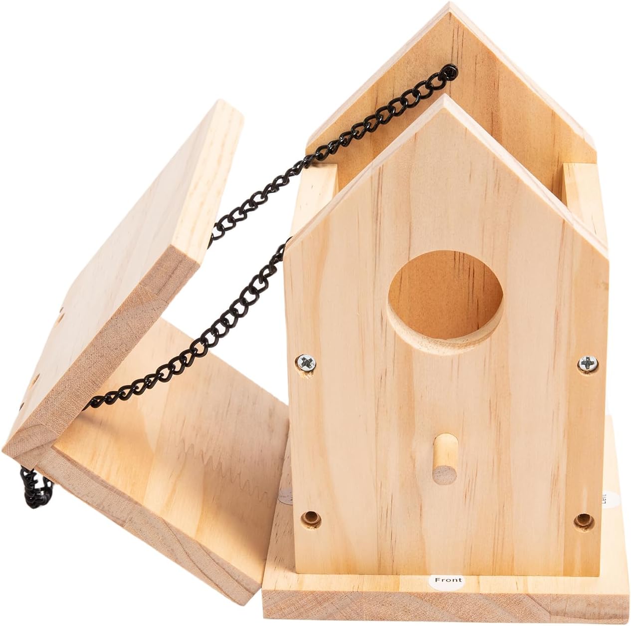 HPC Decor 2 Pack Bird Houses for Outside w/Chain,Natural Wooden Birdhouses Kit for Outdoors w/Predator Guard,Hanging DIY Bird House Kit & Woodworking Adult Crafts,Hummingbird,Birdhouse Kits for Kids