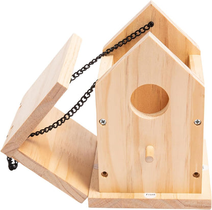 HPC Decor 2 Pack Bird Houses for Outside w/Chain,Natural Wooden Birdhouses Kit for Outdoors w/Predator Guard,Hanging DIY Bird House Kit & Woodworking Adult Crafts,Hummingbird,Birdhouse Kits for Kids