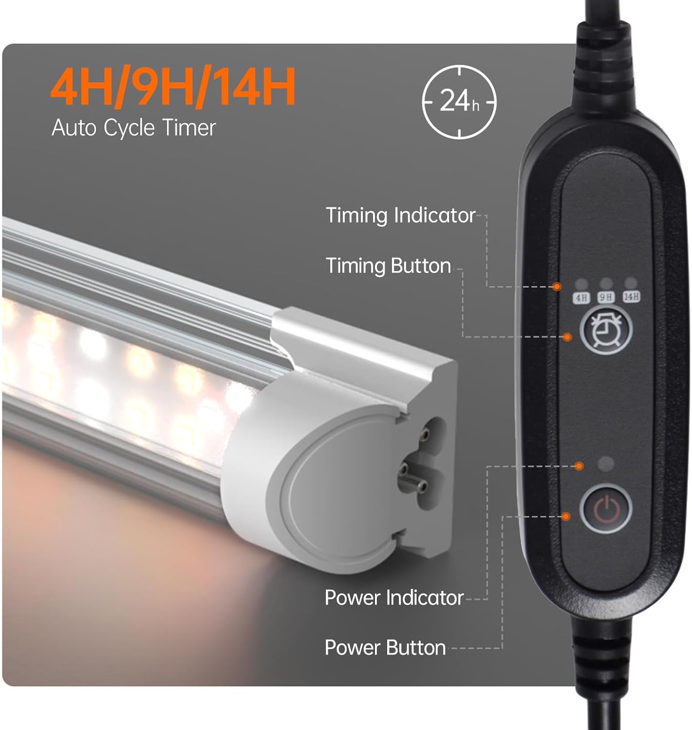 Bstrip Plant Shelf with Grow Light with Timer, Metal Plant Stand with Adjustable Rack and Wheels, 4 Pack T8 Full Spectrum Grow Light Strip for Indoor Plants, Seed Starting, Seed Tray, 23.5"x13.8"x59"