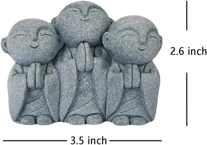 OwMell 3 Japanese Jizo Statue Stone Japanese Buddha Jizo Monk Statue Figurine Memorial Statue Aquarium Decoration Garden Outdoor Ornament 3" - Smiling