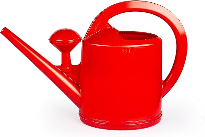 Consolidated Plastics Durable Swiss Watering Can with UV Protection, Ergonomic Handle for Indoor/Outdoor Gardening, Made in Switzerland (12 Liter, Red)