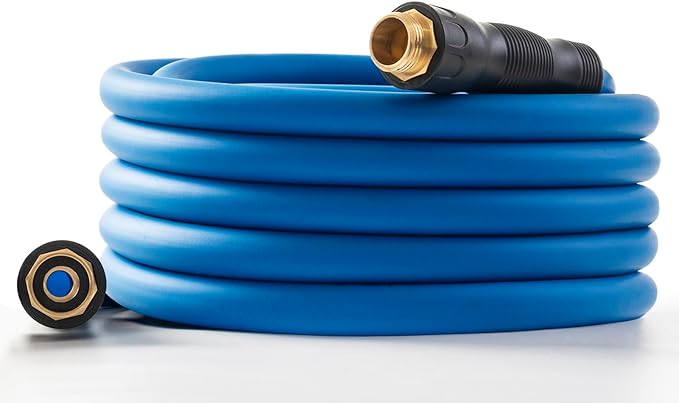 5/8" Hot/Cold Water Hose 25ft, -50℉ To 190℉ Heavy Duty,Flexible,Burst 600 Psi 3/4" Brass Fittings with Swivel Grip Handle for Outdoor,Yard, Farm, Blue