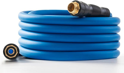 5/8" Hot/Cold Water Hose 25ft, -50℉ To 190℉ Heavy Duty,Flexible,Burst 600 Psi 3/4" Brass Fittings with Swivel Grip Handle for Outdoor,Yard, Farm, Blue