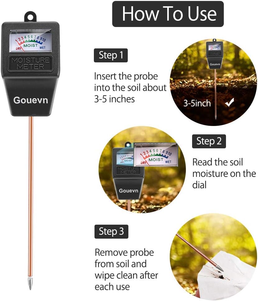 Soil Moisture Meter, Plant Moisture Meter Indoor & Outdoor, Hygrometer Moisture Sensor Soil Tester Plant Water Meter for Potted Plants Garden, No Battery Needed (Black)