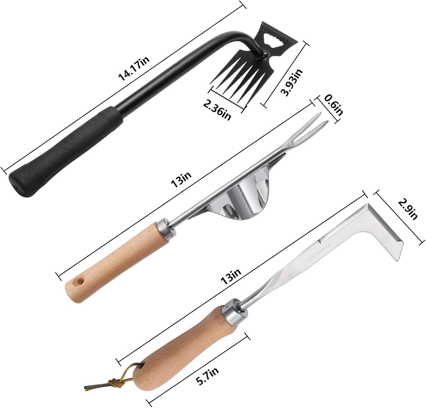 Gardening Hand Weeder Tools, 6 Teeth Uprooting Weeding Tool Multifunctional Manual Hand Weeder for Lawn Garden, Crack Weeder Crevice Weeding Tool, 3 PCS