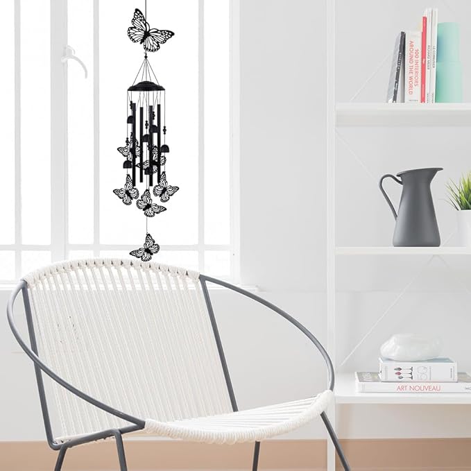 Outdoor Butterfly Wind Chimes Decorate, Memorial Wind Chimes, Wind Catcher, Mobile Butterfly Wind Bells for Home, Yard, Tree, Patio, Garden Decor, Gifts for Butterfly Lovers, Festival Gifts for Mom