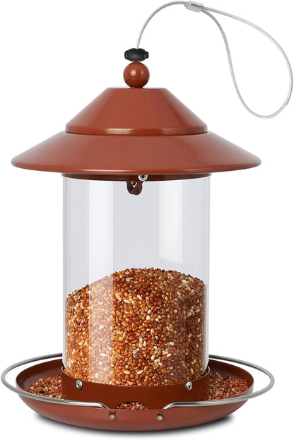 Metal Bird Feeder for Outdoors – 2.4LB Hanging Bird Feeder with 360-degree, Weatherproof & Rust-Resistant, Easy to Fill & Clean for Wild Bird Feeders in Backyard & Garden(Copper)