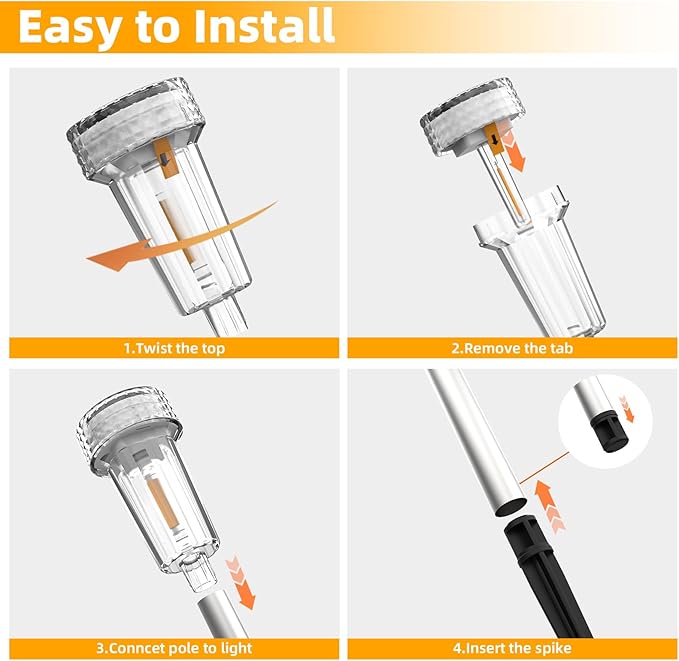 DERAYSION Solar Lights Outdoor, 8 Pack Solar Pathway Lights Waterproof Garden Lighting,Stainless Steel Pole Auto Dusk-to-Dawn Starburst for Path, Yard, Walkway, Driveway, Landscape(2700K Warm White)