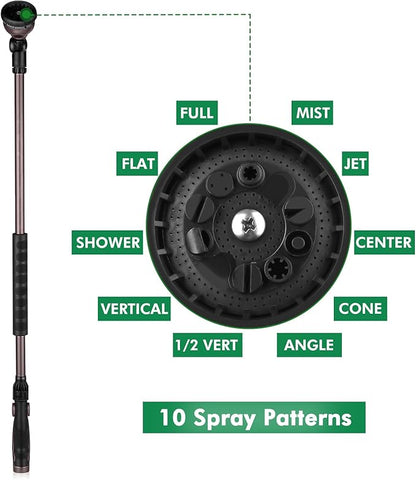 RESTMO 36”Long Watering Wand, 180° Swivel Head Metal Garden Hose Wand with 10 Spray Patterns, 3ft Heavy Duty Hose Nozzle Sprayer with Thumb Flow Control, Ideal to Water Hanging Baskets, Shrubs