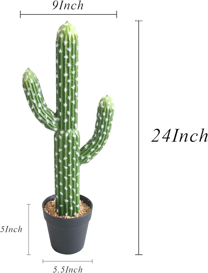 momoplant Artificial Cactus Succulent Plant, 24 Inch Tall Faux Fake Desert Cacti Plant with Black Planter for Home Garden Office Floor Decor