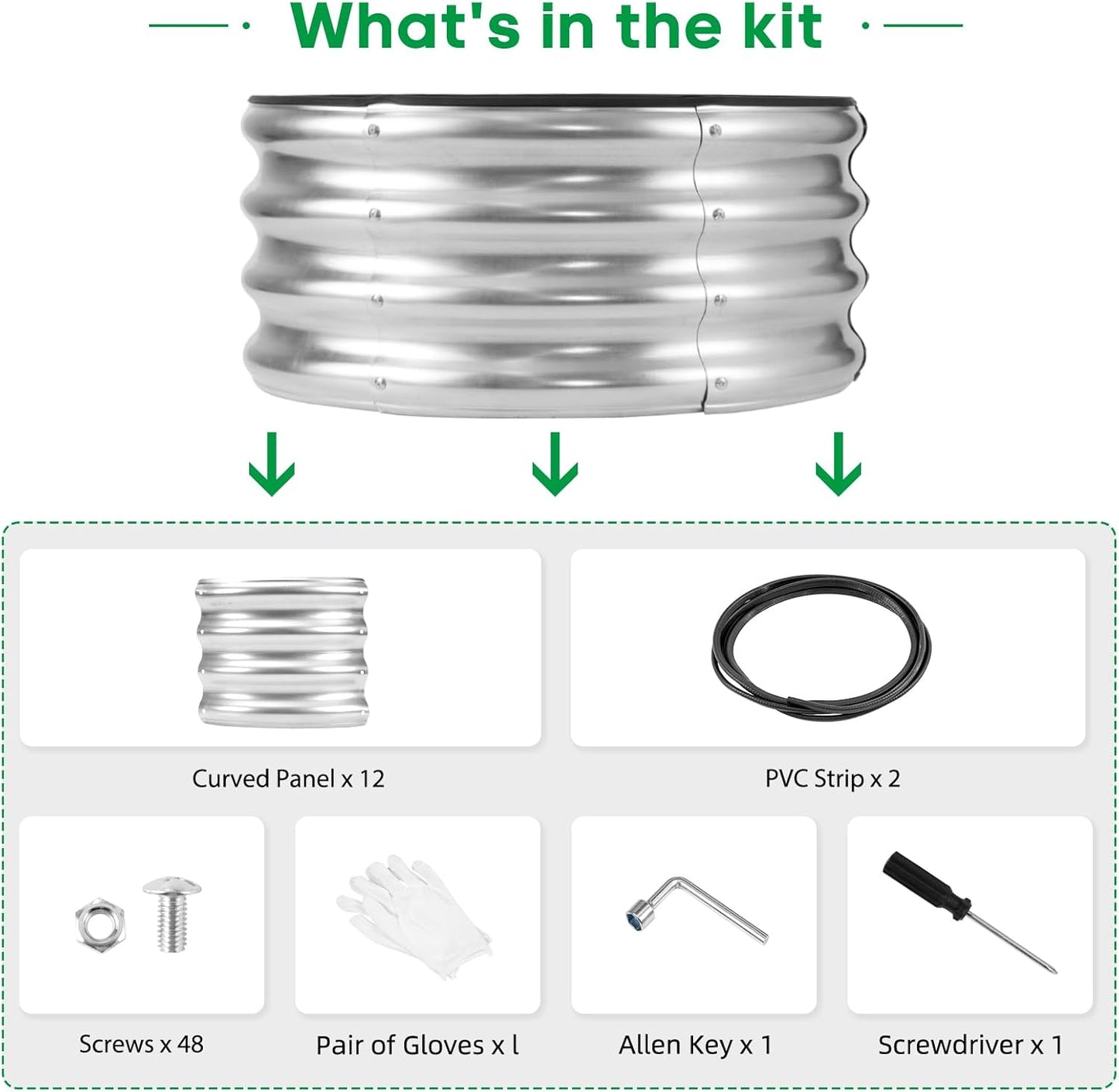 JERIA Raised Garden Bed,Galvanized Raised 2 PCS 2×2×1ft Planter Boxes Outdoor with Easy Assembly, Round Garden Bed for Vegetables, Fruits, Flowers