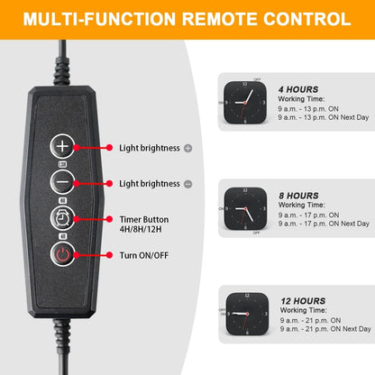 Super-Bright Grow Light for Indoor Plants, 6000K 108LEDs Full Spectrum Plant Lamp with Timer 4/8/12Hrs & Height Extendable for Home Office Desktop Plants, 12V 3A High Power Output for Faster Growth