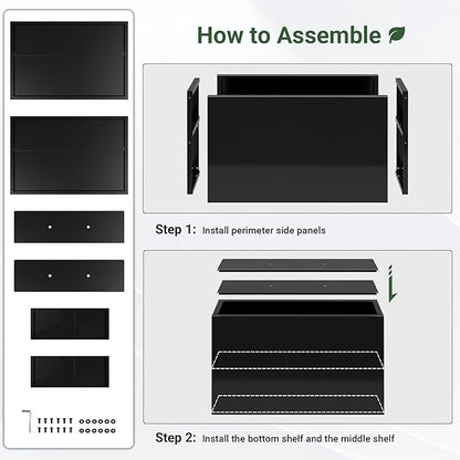 Metal Planter 36” x 12” x 24”, Heavy Duty Tall Rectangle Planter Box with Removable Insert Shelves for Porch, Garden, Patio, Yard