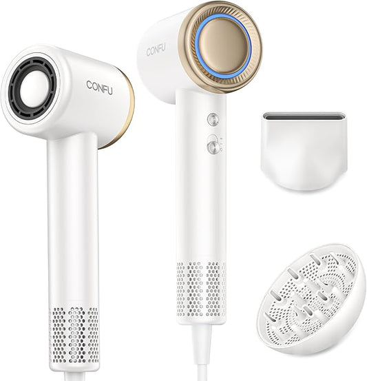CONFU Professional Hair Dryer with Diffuser - 110,000 RPM High-Speed Ionic Blow Dryer for Fast Drying & Frizz Control - Lightweight for Home, Travel, Curly Hair