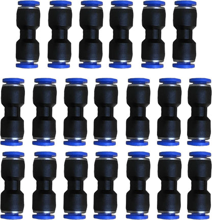 1/4 OD Pneumatic quick Connector Push to Connect fittings Straight Union/Coupler (Pack of 20)